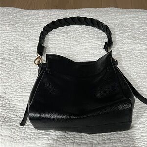 Elegant Black Braided Handle Bag